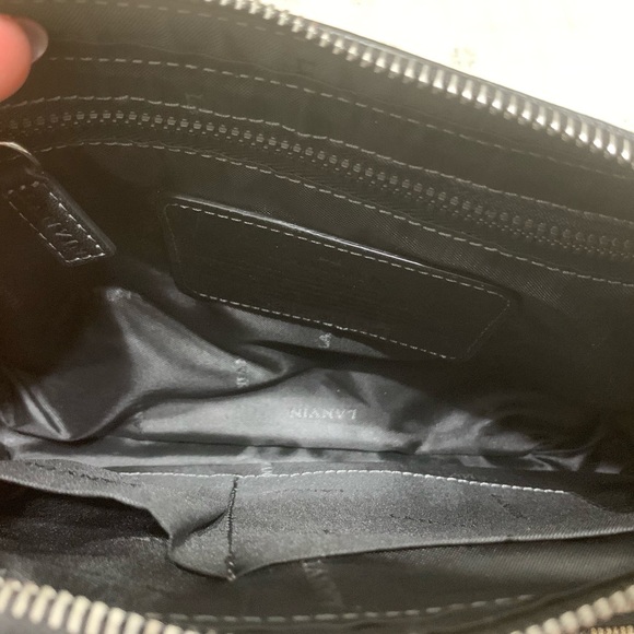 Lanvin Vintage Monogram Logo Textile Clutch Tan Beige Wristlet NWT - Picture 7 of 11